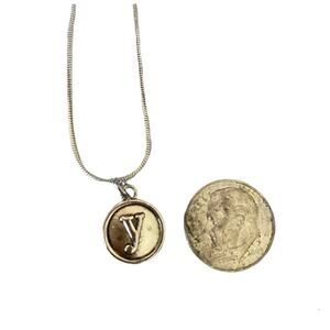 Initial Y pendant with 18” silver plated snake chain necklace NWOT